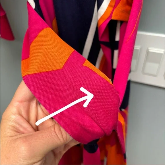 Diane Von Furstenberg Pink and Orange Wrap Dress - Picture 9 of 9